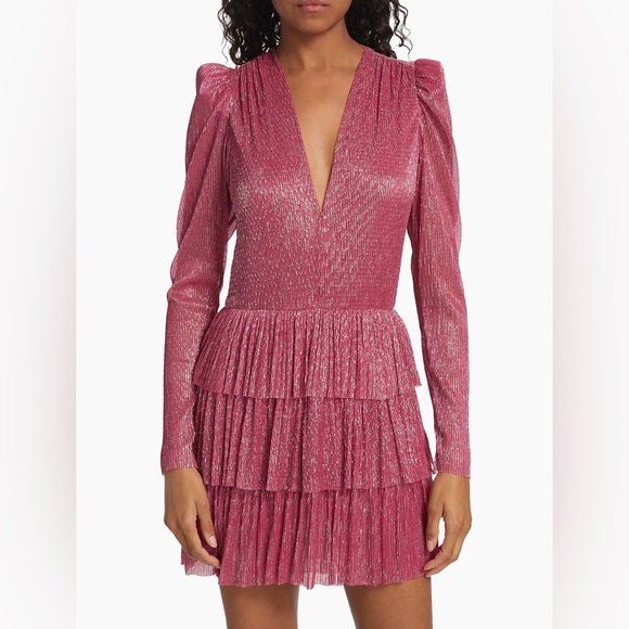 Sabina Musáyev Carry Metallic Foil Ruffled Minidress - Picture 1 of 5